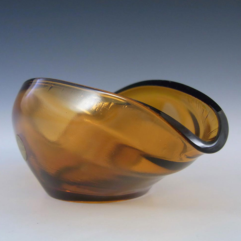 (image for) Nazeing British 1950's Amber Glass Posy Bowl - Labelled - Click Image to Close