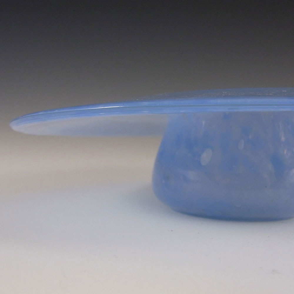 Nazeing Clouded Mottled Blue Bubble Glass Posy Bowl - Click Image to Close