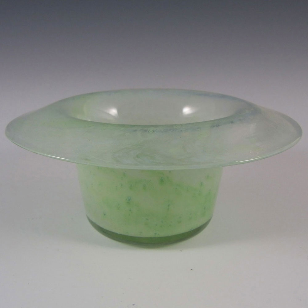 (image for) Nazeing? Clouded Mottled Green Bubble Glass Posy Bowl - Click Image to Close