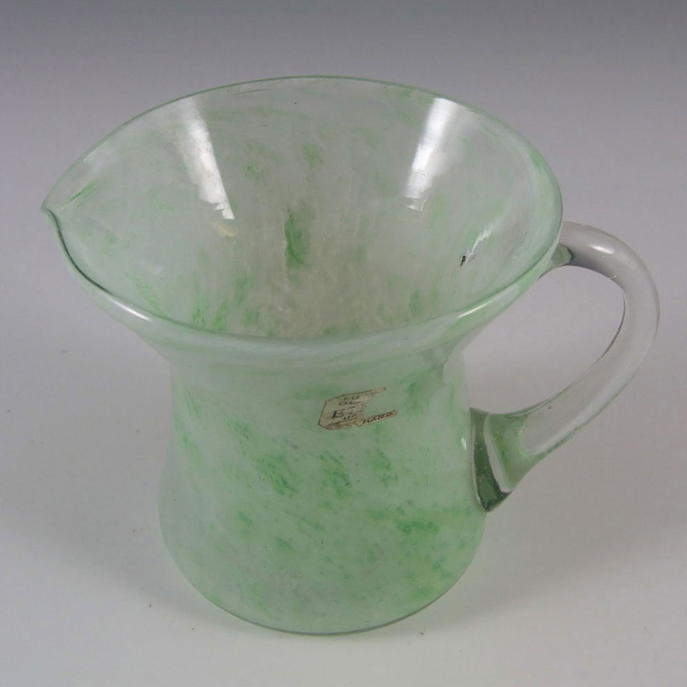 (image for) Nazeing/Elwell's Clouded Green Glass Creamer - Labelled - Click Image to Close
