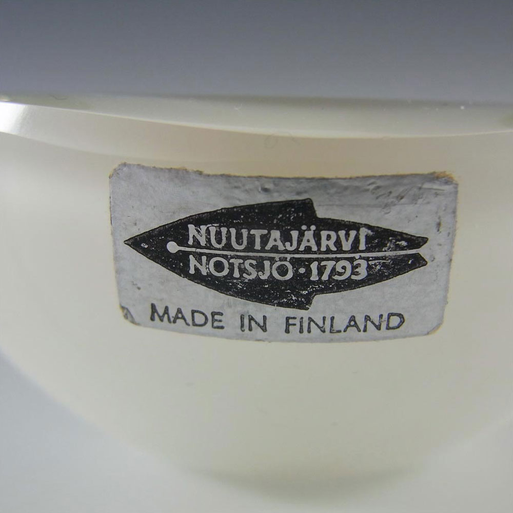 Nuutajarvi Notsjo Kaj Franck White Glass Bowl - Signed - Click Image to Close