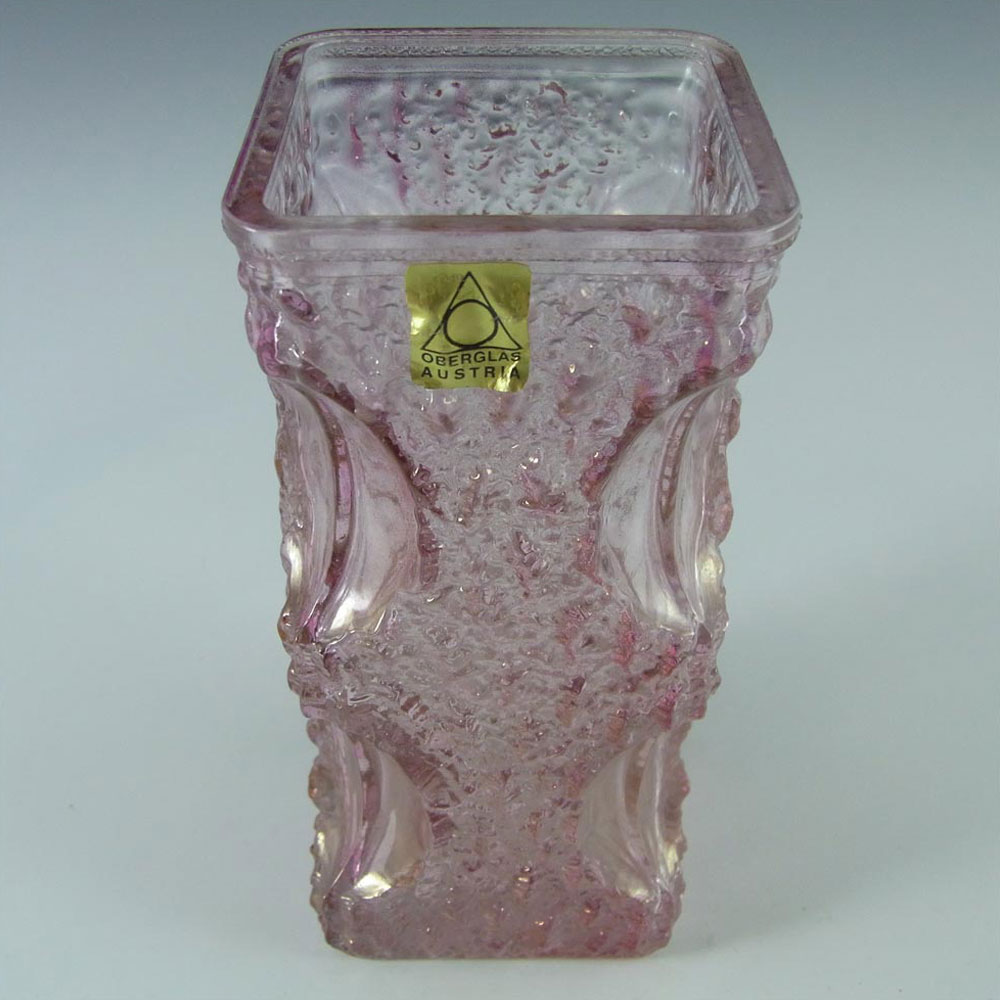 Set of 3 Oberglas Austrian Textured Glass Vases - Label - Click Image to Close