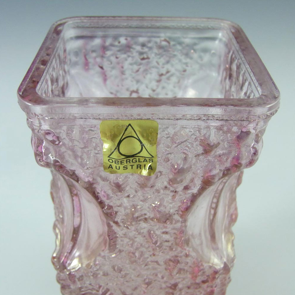 Set of 3 Oberglas Austrian Textured Glass Vases - Label - Click Image to Close