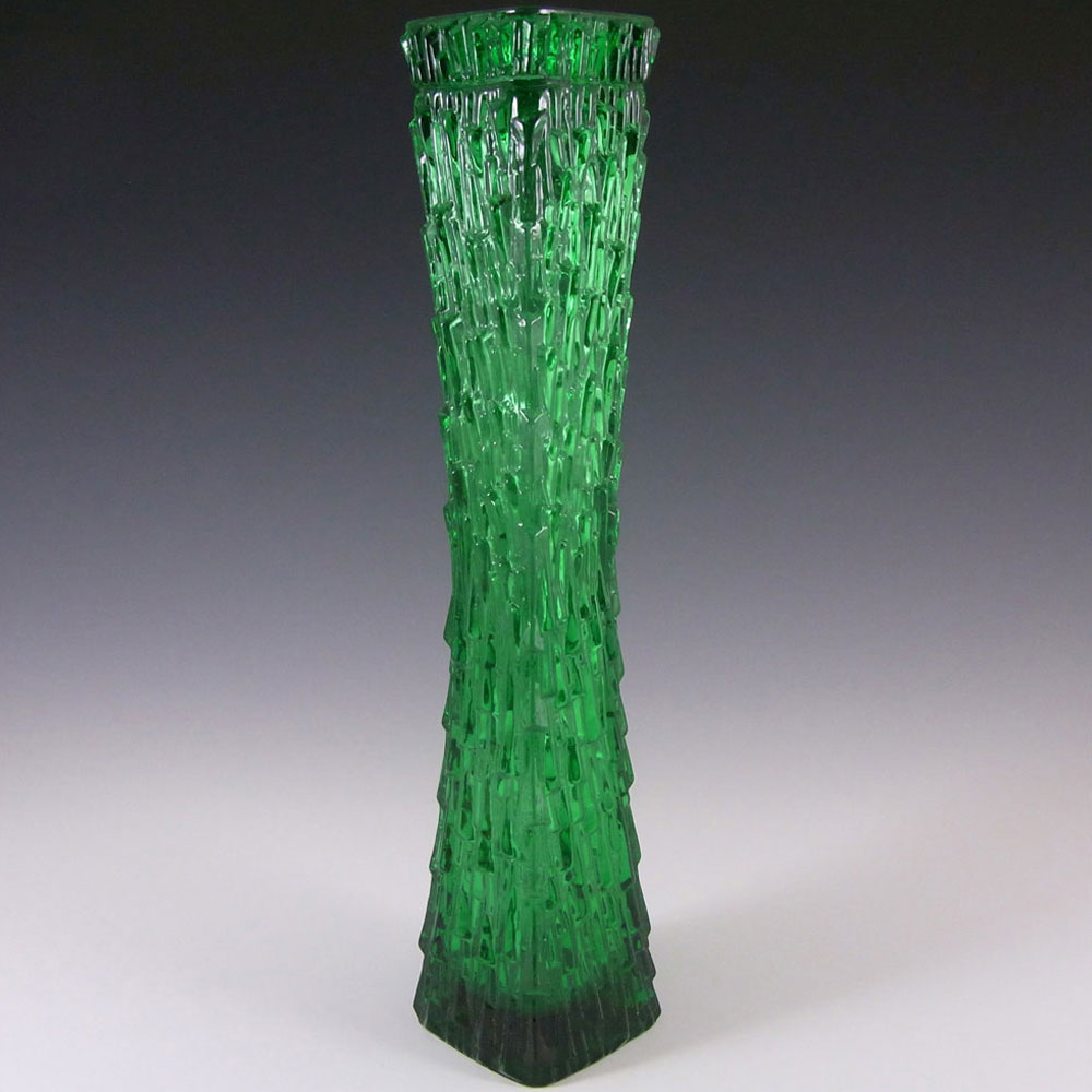 Oberglas Austrian Tall Green Textured Glass Vase - Click Image to Close