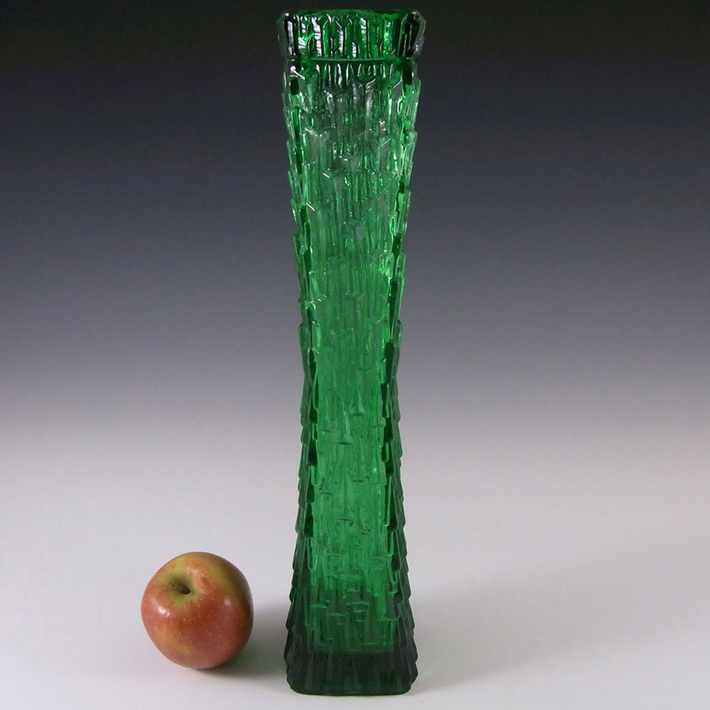 Oberglas Austrian Tall Green Textured Glass Vase - Click Image to Close