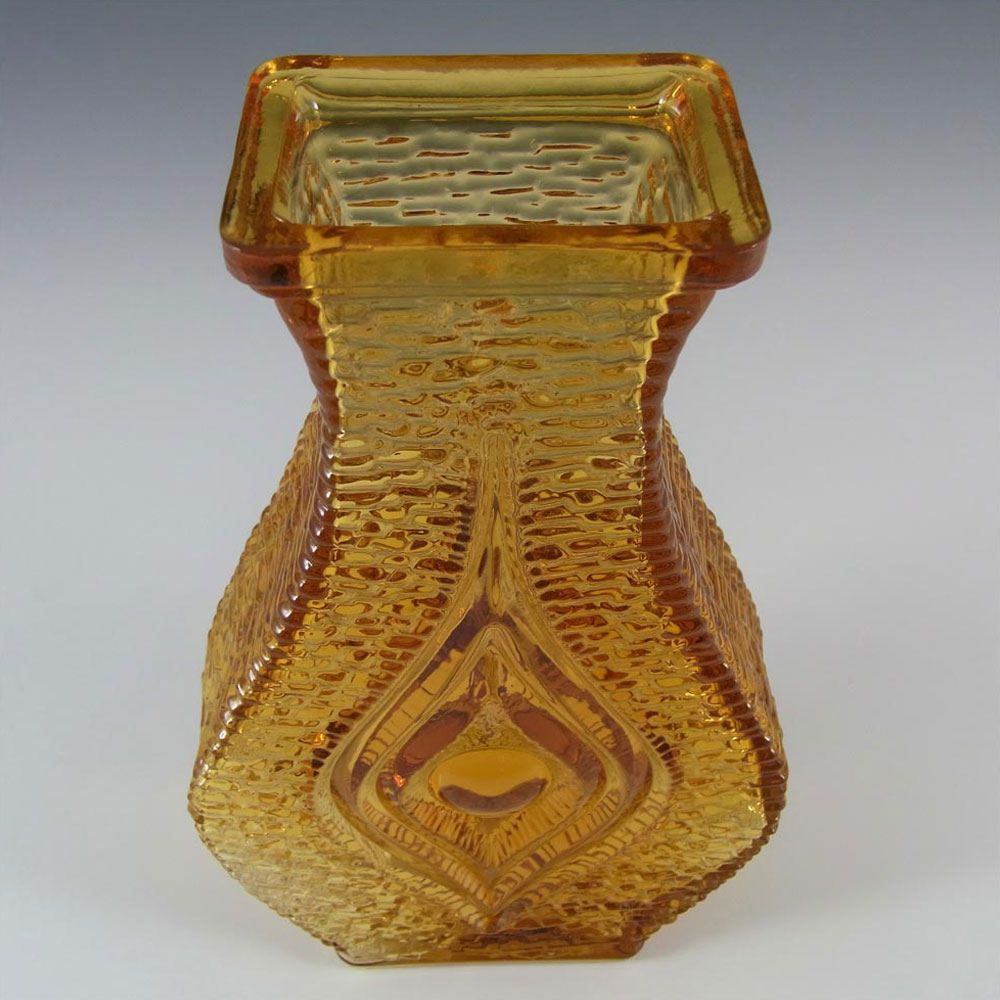 (image for) Oberglas Austrian Amber Glass Textured 'Eye' Vase - Click Image to Close