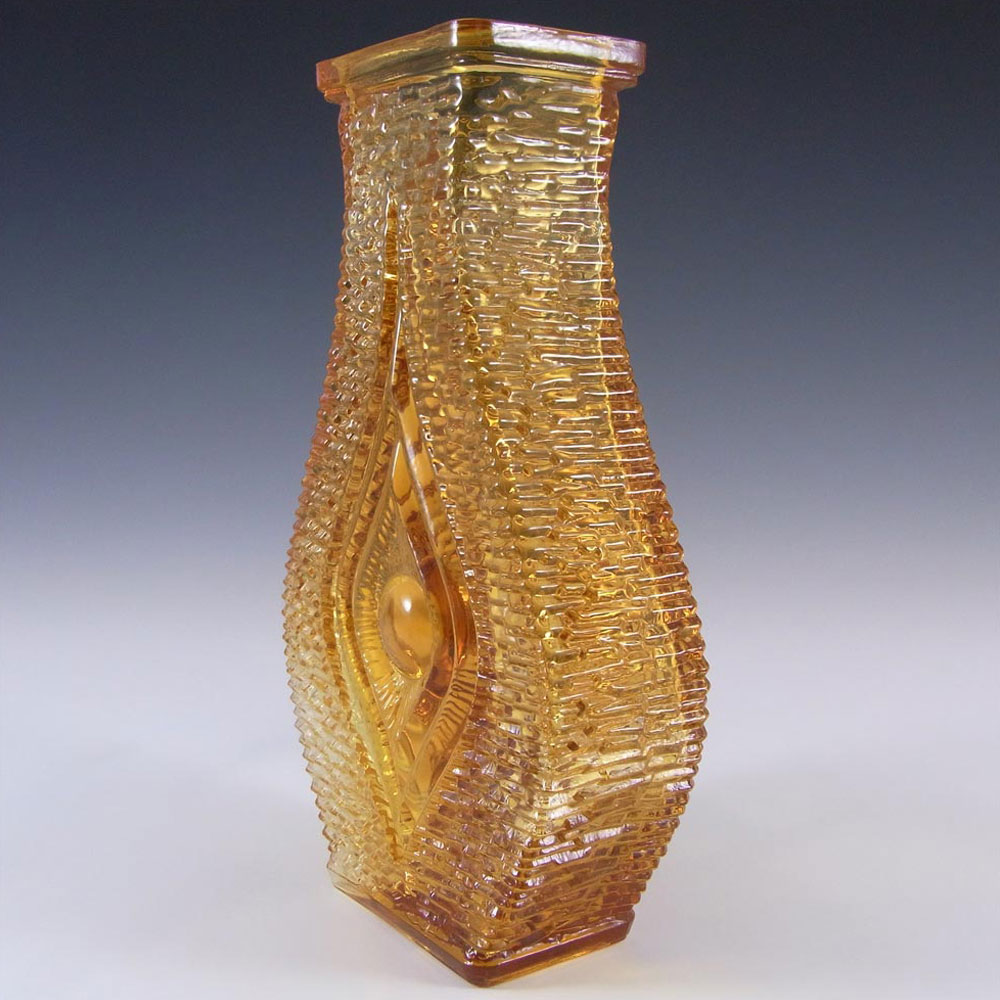 (image for) Oberglas Austrian Amber Glass Textured 'Eye' Vase - Click Image to Close