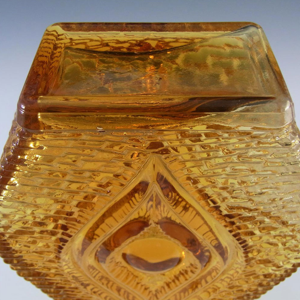 Oberglas Austrian Amber Glass Textured 'Eye' Vase - Click Image to Close