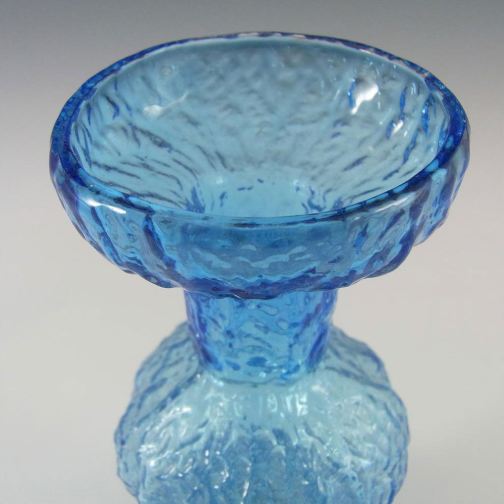 Japanese "Old Colony" Bark Textured Blue Glass Vase - Click Image to Close