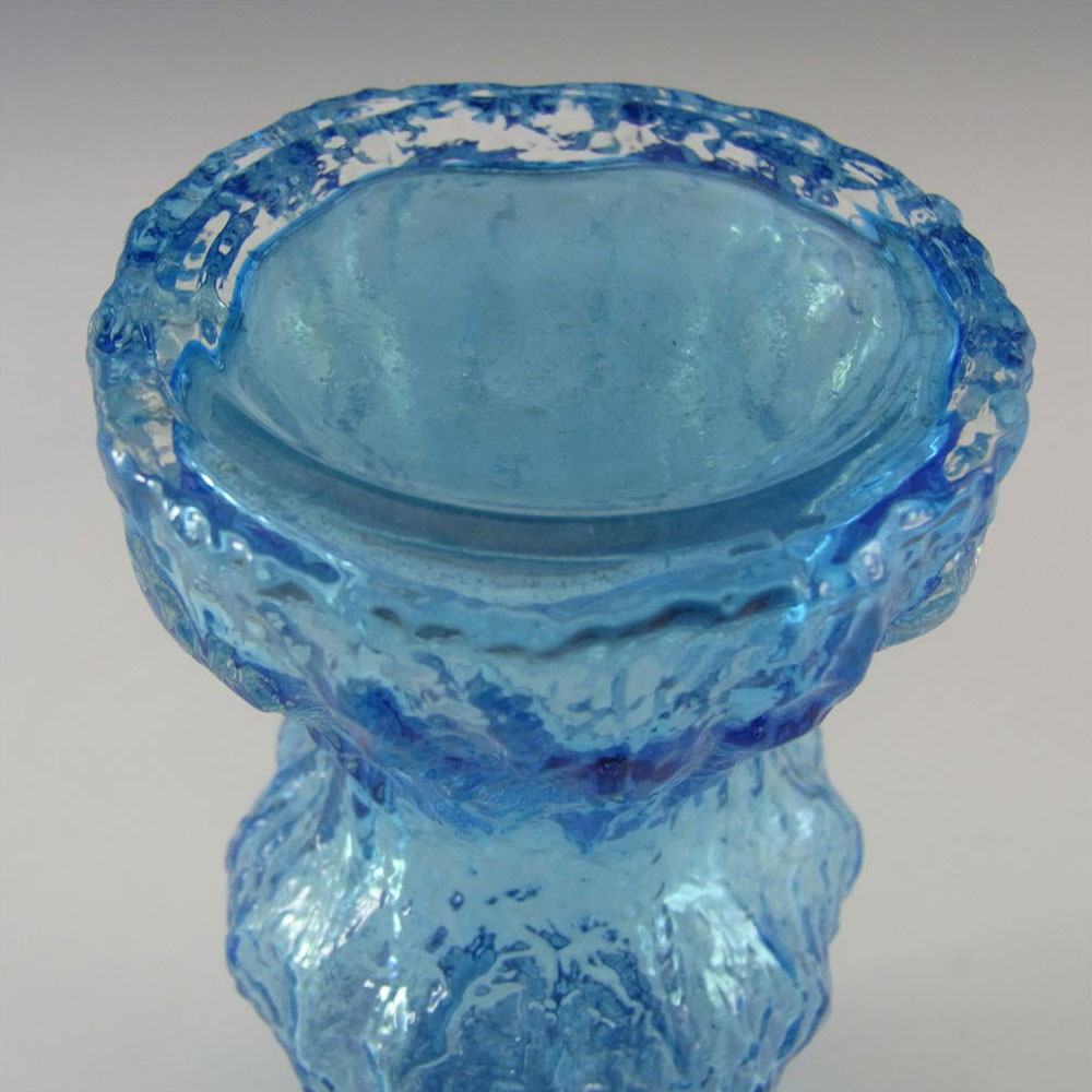 (image for) Japanese "Old Colony" Bark Textured Blue Glass Vase - Click Image to Close