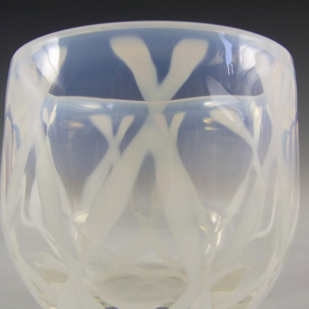 (image for) Opalescent White Glass Posy Bowl - Polished Pontil Mark - Click Image to Close