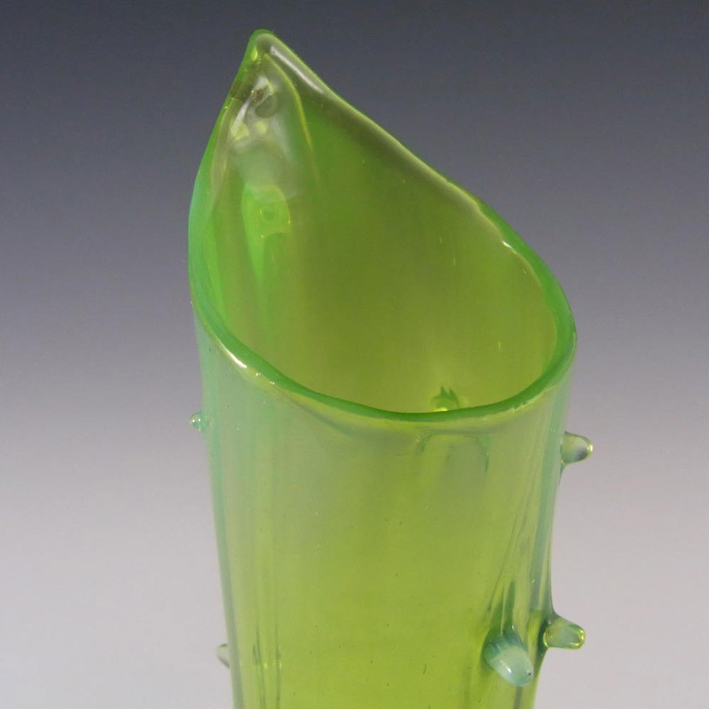 (image for) Victorian Antique Green + Opalescent Glass Thorn Vase - Click Image to Close