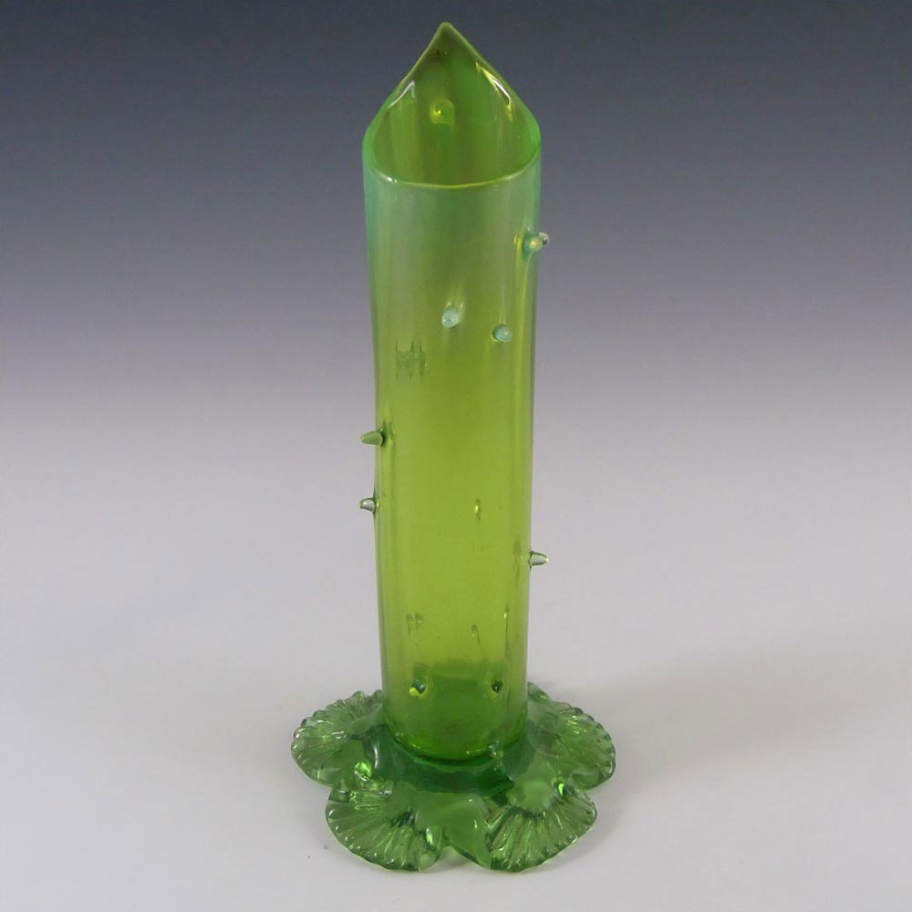 (image for) Victorian Antique Green + Opalescent Glass Thorn Vase - Click Image to Close