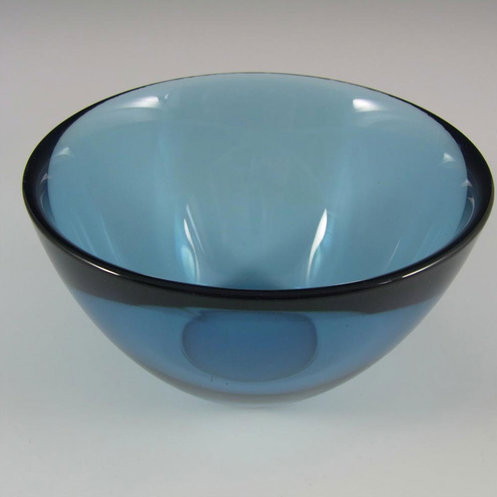 Orrefors Sven Palmqvist Blue Glass Fuga Bowl - Marked - Click Image to Close