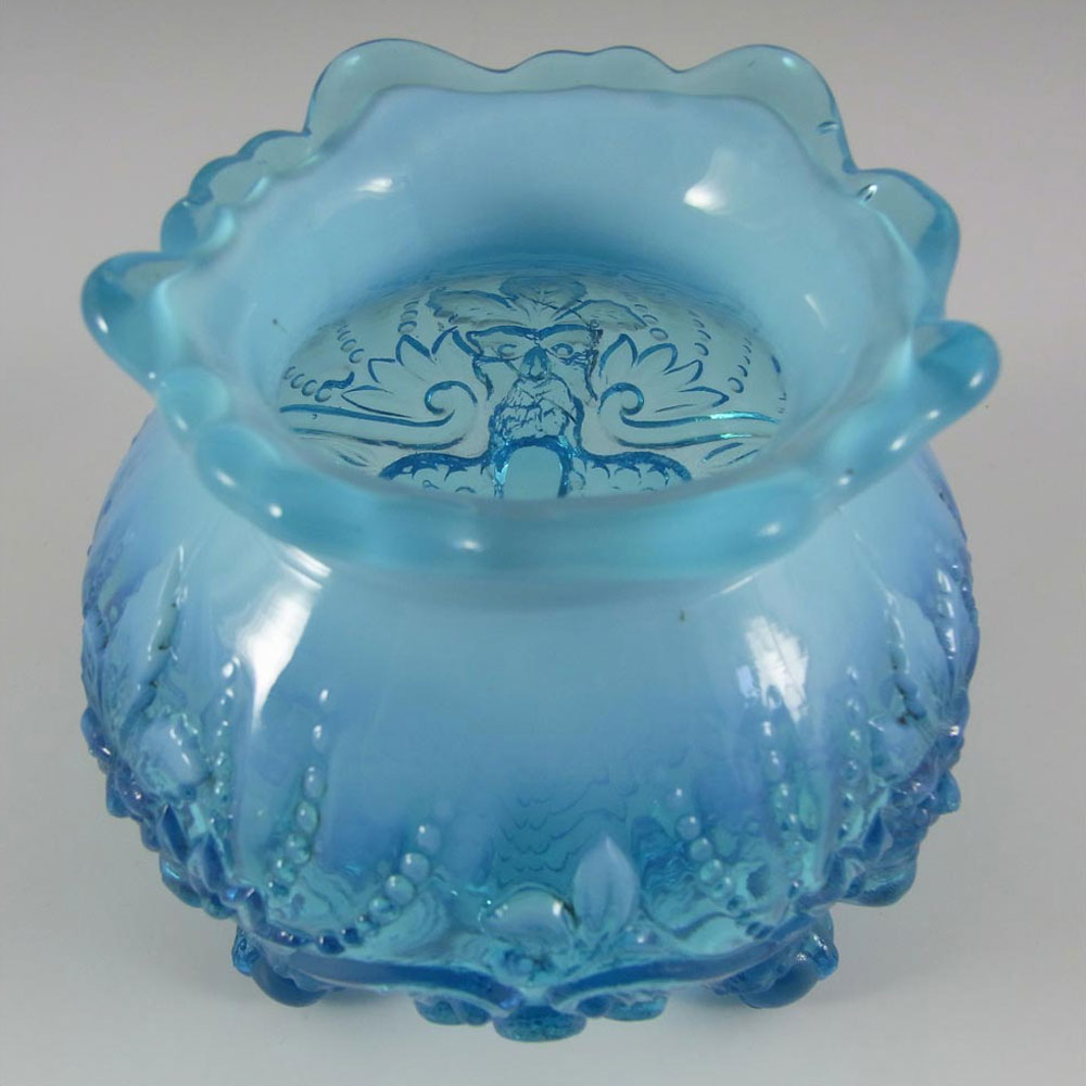 (image for) Victorian 1900's Blue Pearline Glass 'Piasa Bird' Vase - Click Image to Close