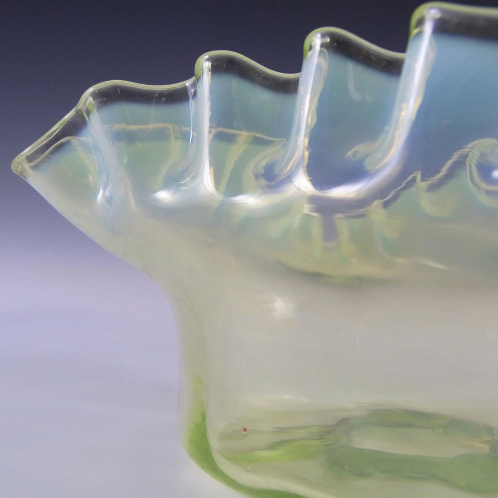 Victorian 1880's Opalescent Green Glass Antique Bowl - Click Image to Close