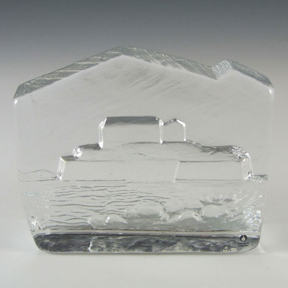 (image for) Pukeberg Swedish Glass Island Paperweight - Labelled - Click Image to Close