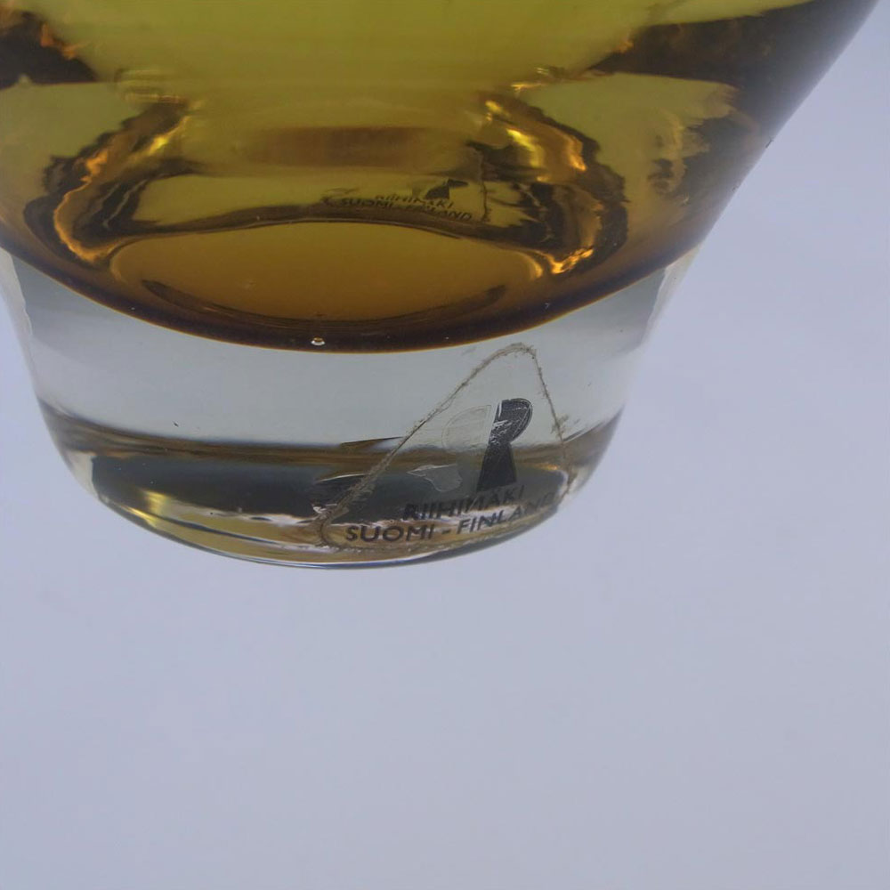 (image for) Riihimaki / Riihimaen Lasi Oy Finnish Amber Glass Vase - Label - Click Image to Close