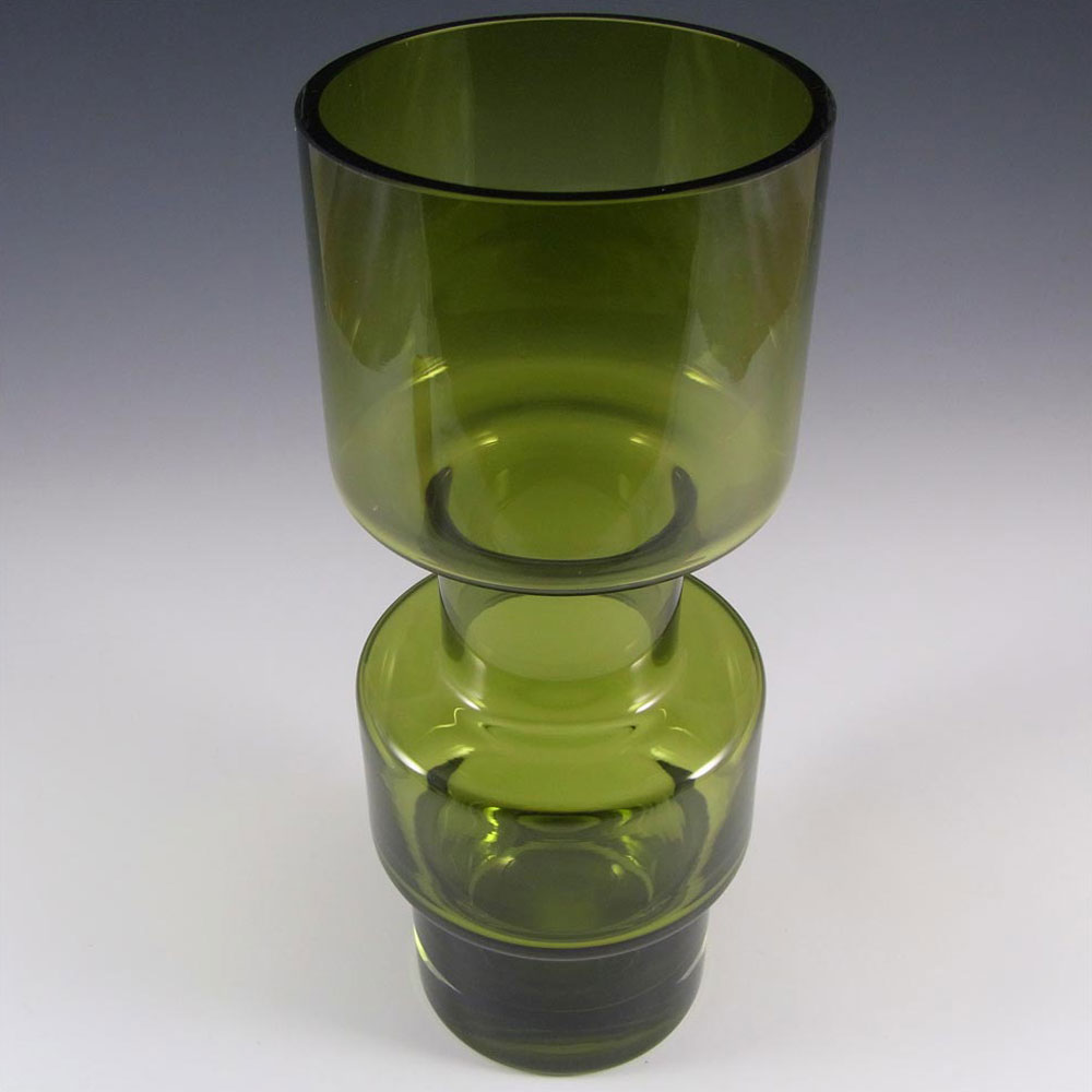 Riihimaki Large Riihimaen Lasi Oy Finnish Green Glass Vase - Click Image to Close