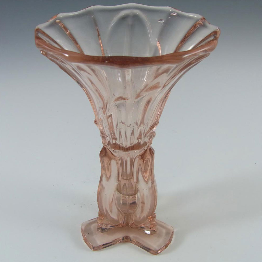 (image for) Stunning 1930's Czech Art Deco Pink Glass Rocket Vase - Click Image to Close