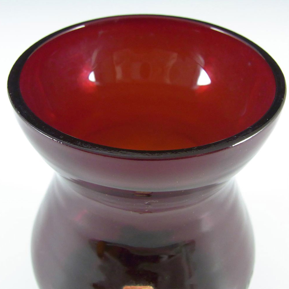 (image for) Ryd 1970's Scandinavian Ruby Red Glass Vase - Labelled - Click Image to Close
