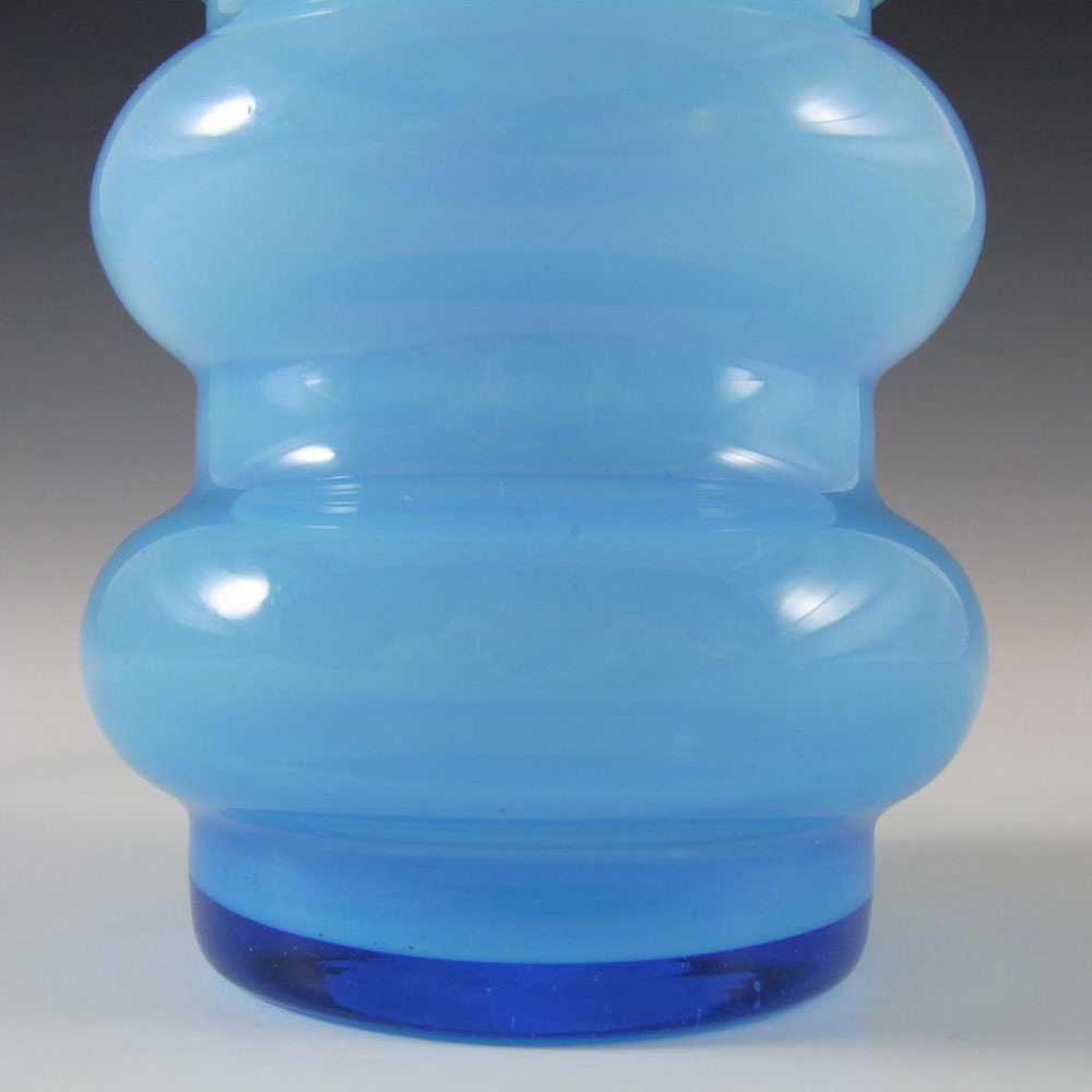 Ryd Glasbruk Swedish / Scandinavian Blue Glass Hooped 8" Vase - Click Image to Close