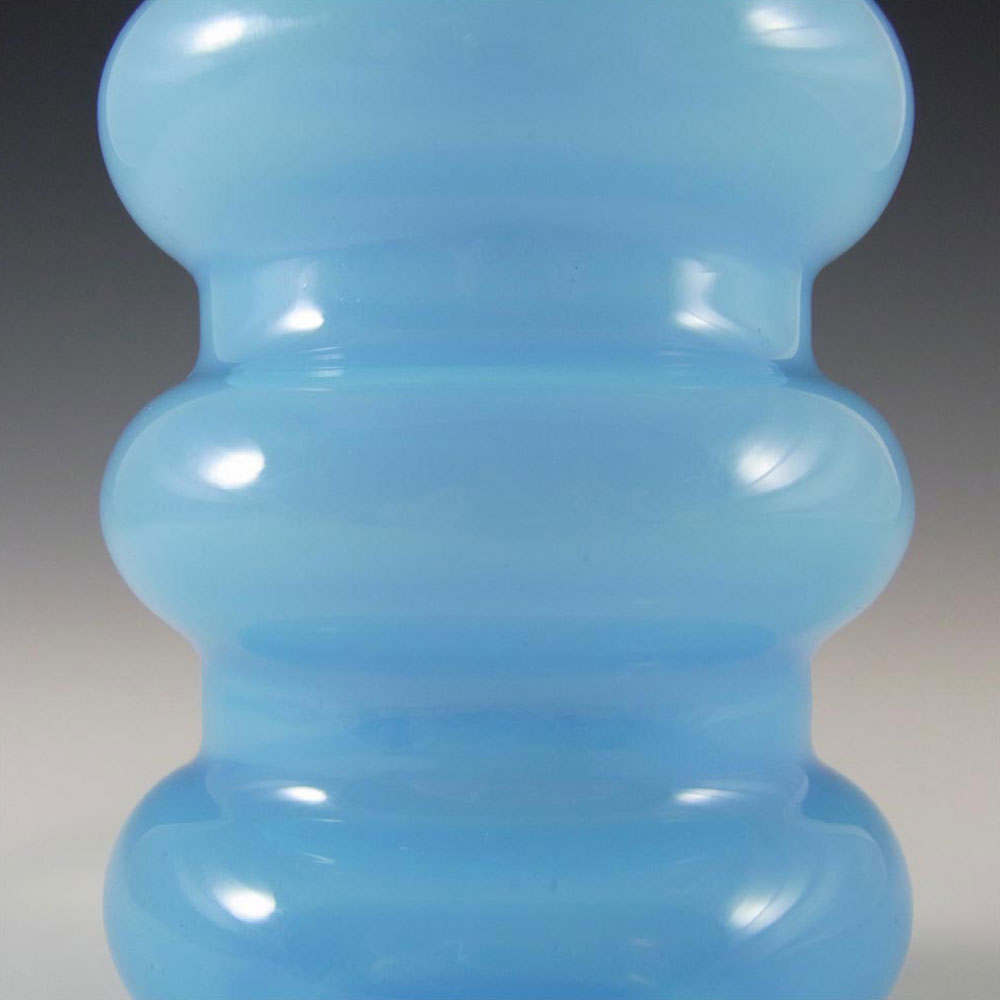 (image for) Ryd Glasbruk Swedish / Scandinavian Blue Glass Hooped 8" Vase - Click Image to Close