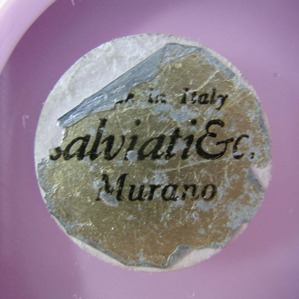 (image for) Salviati Murano Pink Glass Gold Leaf Bowl - Labelled - Click Image to Close