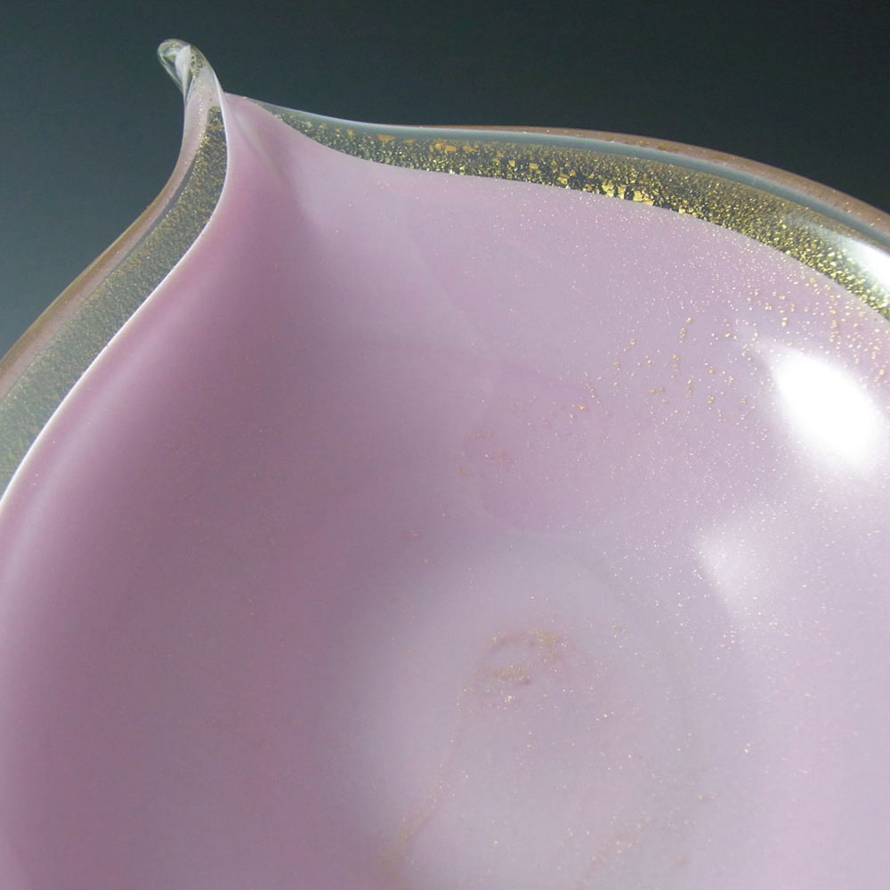 (image for) Salviati Murano Pink Glass Gold Leaf Bowl - Labelled - Click Image to Close