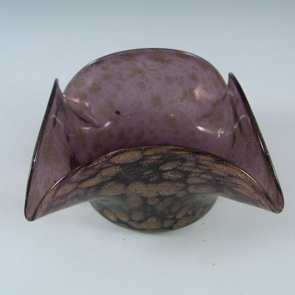 (image for) Salviati Copper Aventurine & Purple Glass Finger Bowl - Click Image to Close