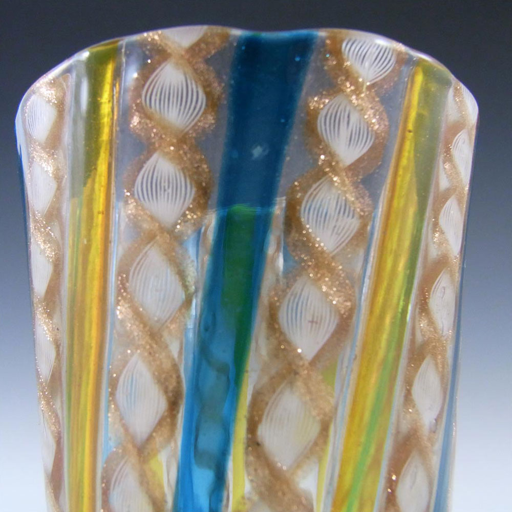 (image for) Salviati Murano Zanfirico & Aventurine Glass Tumbler/Vase - Click Image to Close