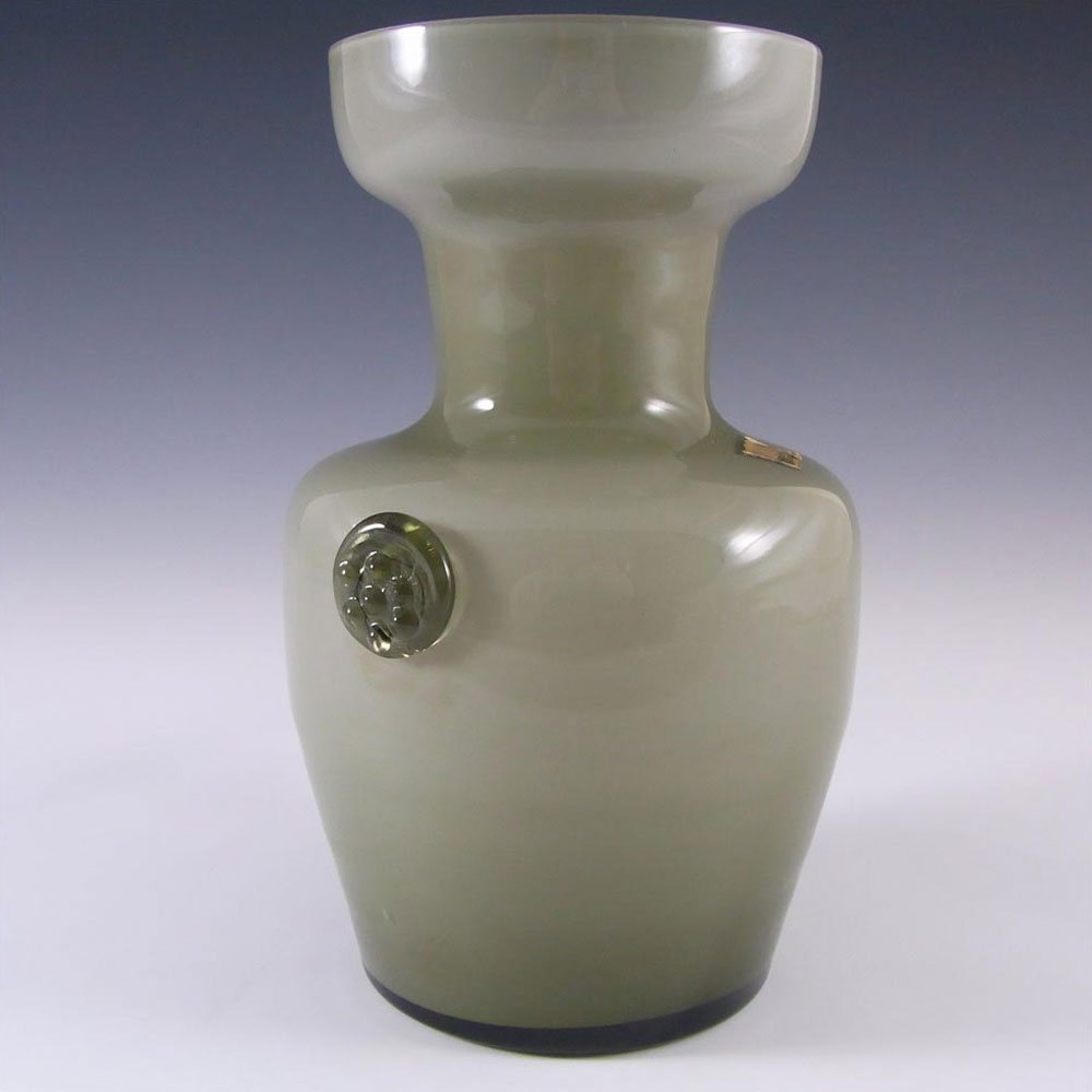 Scandinavian / Swedish Småland Green Glass Vase - Labelled - Click Image to Close