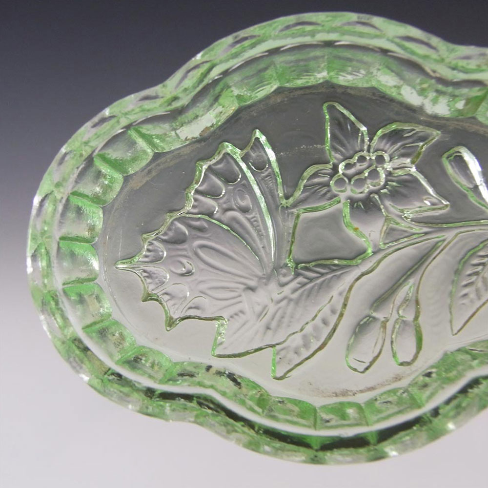 (image for) Sowerby Art Deco Green Glass Butterfly Trinket Set - Click Image to Close
