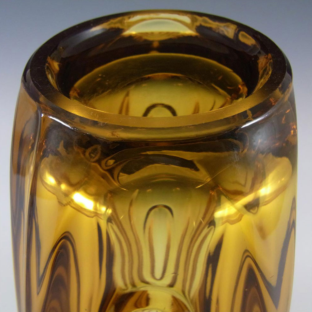 Rosice Sklo Union 8" Amber Glass Lens Vase Rudolf Schrötter - Click Image to Close