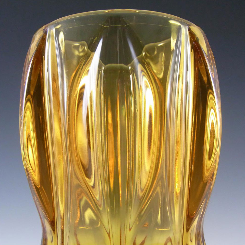 (image for) Rosice Sklo Union 8" Amber Glass Vase by Jan Schmid #1032 - Click Image to Close