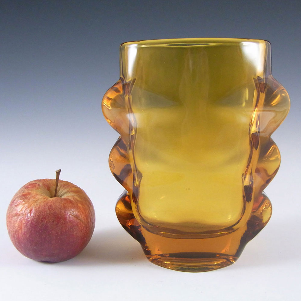 (image for) Sklo Union 1970s Rosice Amber Glass Vase - Pattern 1272 - Click Image to Close
