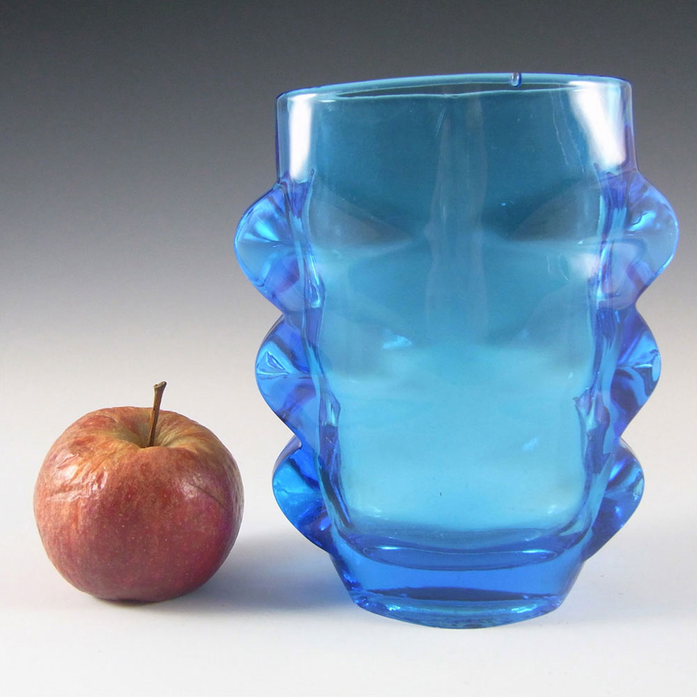 (image for) Sklo Union 1970s Rosice Blue Glass Vase - Pattern 1272 - Click Image to Close
