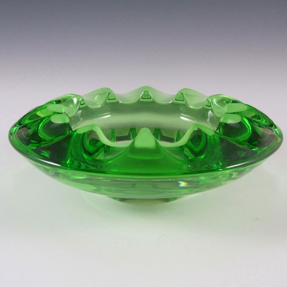 (image for) Sklo Union Rosice Green Glass Bowl - Adolf Matura #983 - Click Image to Close