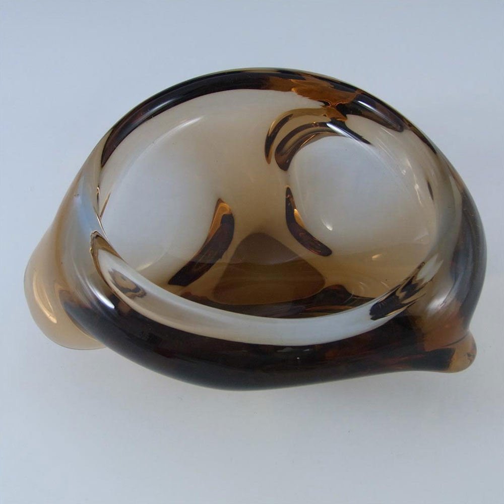 (image for) Skrdlovice Czech Smoky Brown Glass Sculpture Bowl - Click Image to Close