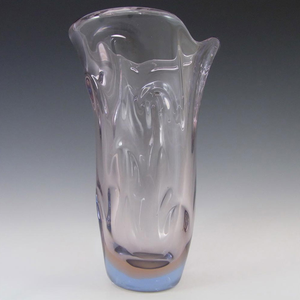 (image for) Skrdlovice #5630 Czech Pink & Blue Glass Vase by Jindrich Beránek - Click Image to Close
