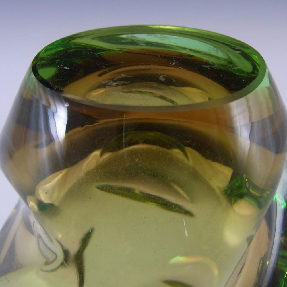 (image for) Skrdlovice #5530 Czech Amber & Green Glass Vase by Frantisek Zemek - Click Image to Close