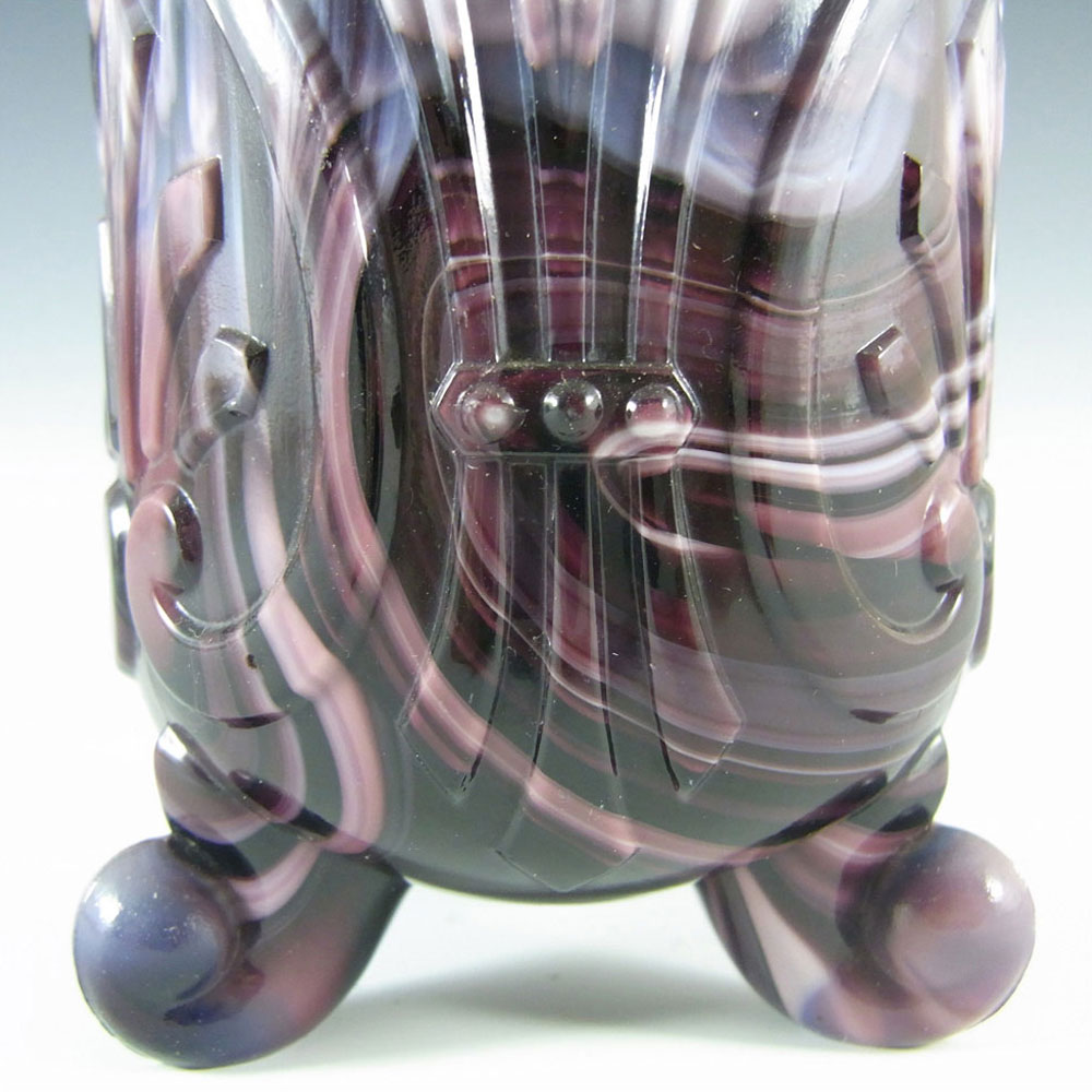 Victorian 1890's Malachite/Slag Purple Glass Spill Vase - Click Image to Close