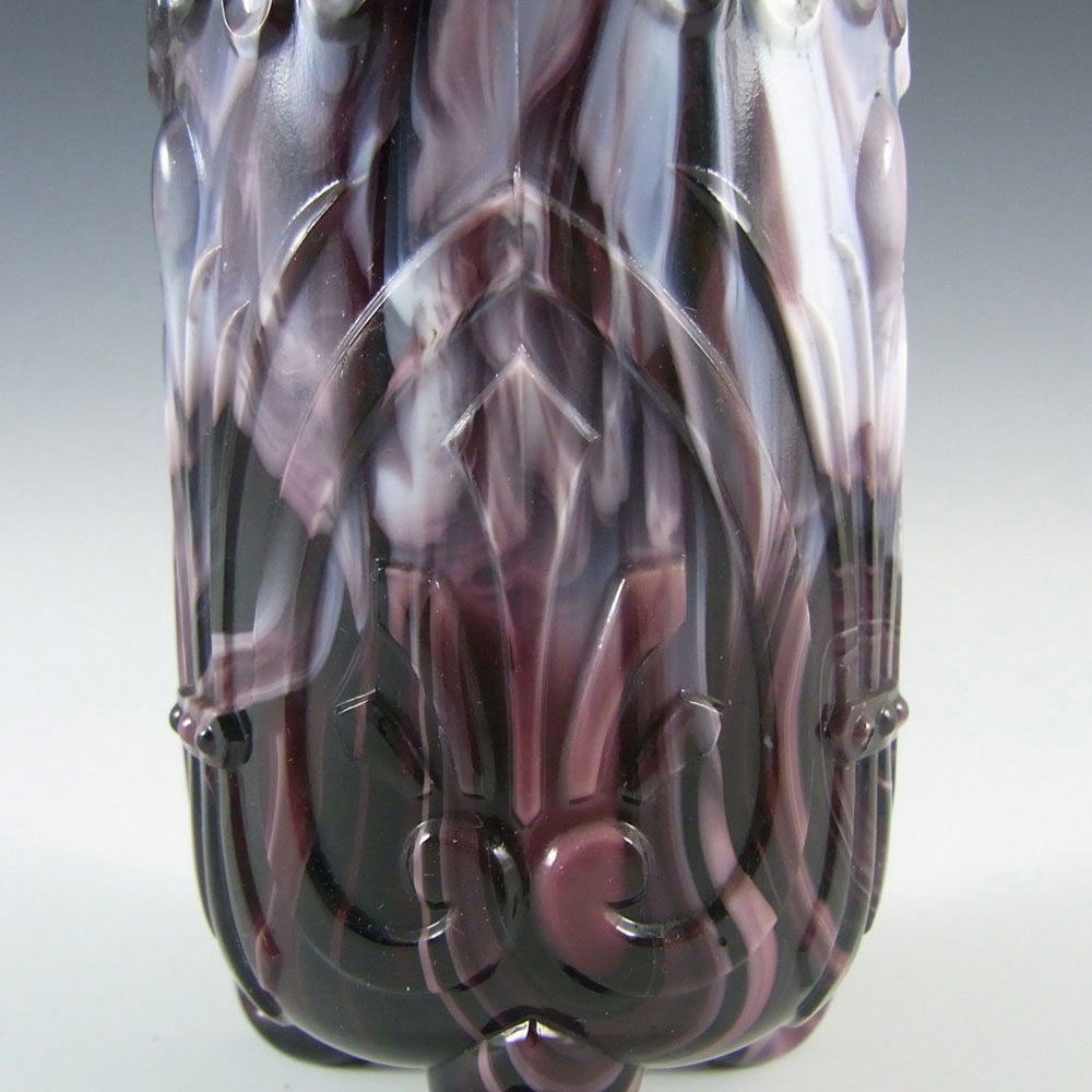 Victorian 1890's Malachite/Slag Purple Glass Spill Vase - Click Image to Close