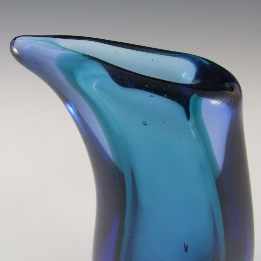 Murano 1950's Turquoise & Blue Sommerso Glass Vase - Click Image to Close