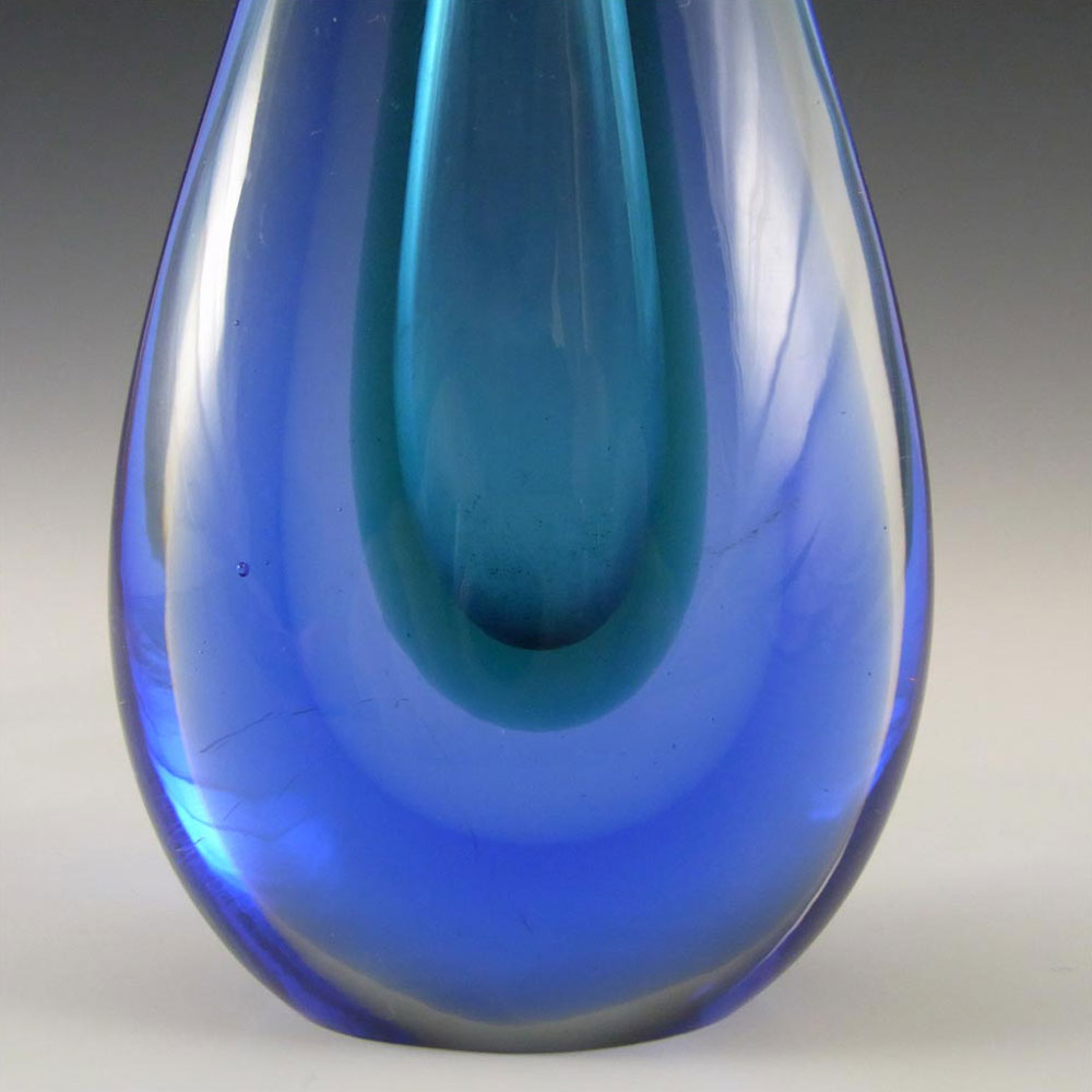 (image for) Murano 1950's Turquoise & Blue Sommerso Glass Stem Vase - Click Image to Close
