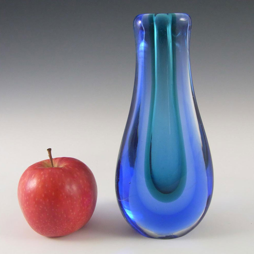 (image for) Murano 1950's Turquoise & Blue Sommerso Glass Stem Vase - Click Image to Close