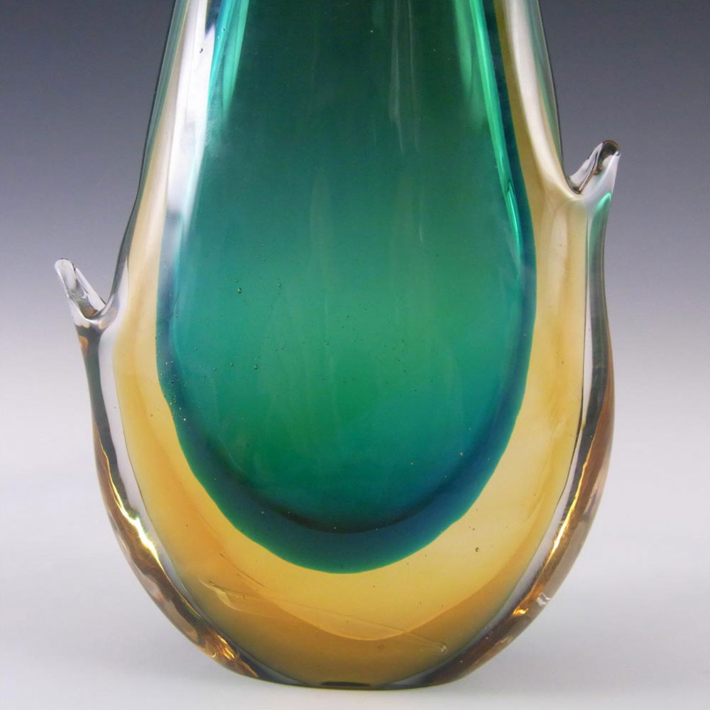 (image for) Murano 1950's Green & Amber Sommerso Glass Vase - Click Image to Close