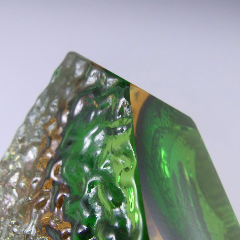 Mandruzzato Murano / Sommerso Textured Green Glass Bowl - Click Image to Close