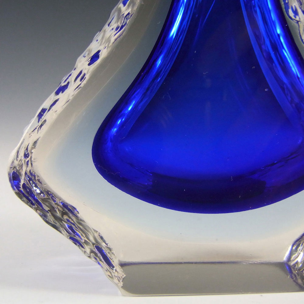 (image for) Murano Faceted, Textured Blue Sommerso Glass Vase - Click Image to Close