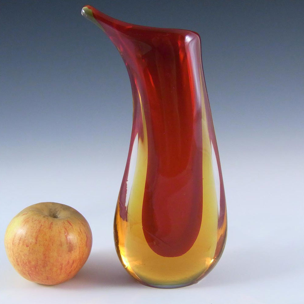 (image for) Murano/Venetian Red & Amber Sommerso Glass Vase - Click Image to Close